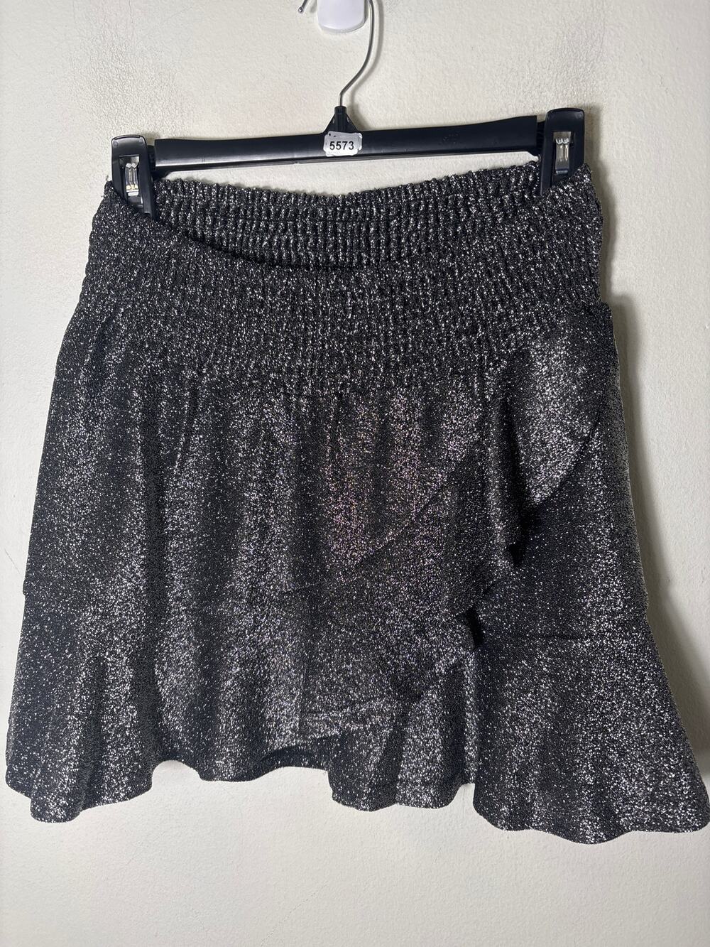 NWT Muche Muchette Silver Sasha Ruffle Hem Mini Skirt Sz OS